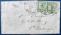 ALSACE LORRAINE Occupation Lettre N°4 Paire Oblit Dateur Allemand 15 JUIL 1871 STRASSBURG IM ELSSAS Pour CHATENOIS TTB - Storia Postale