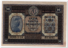 ITALY,CASA VENETA DEI PRESTITI,10 LIRE,1918,P.M6,VF-XF - Sammlungen