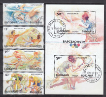 Bulgaria 1990 - Olympic Games, Barcelona'92, Mi-Nr. 3846/49+Bl. 211A, Used - Usati