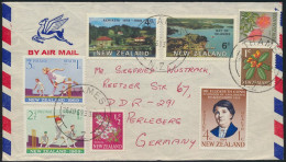 Neusseeland Brief Luftpost MIF 456-457+464+504-508 Thames Nach Perleberg Sport - Brieven En Documenten