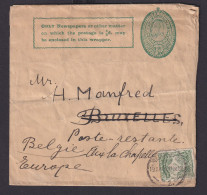 Neuseeland Brief Ganzsache Streifband King Eduard 1/2p + Portomarke Nach Belgien - Covers & Documents