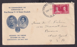 Neuseeland Brief EF 232 Krönung King Georg + Queen Elisabeth Hamilton Nach - Cartas & Documentos