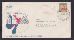 Flugpost Neuseeland Brief KLM Christchurch Amsterdam Niederlande EF 2 Shilling - Brieven En Documenten