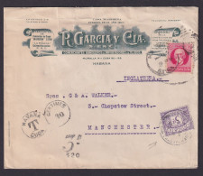 Kuba Illustr. Firmen Brief Garciay Großbritanien Nachtaxiert Havana Manchester - Brieven En Documenten