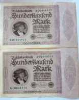 Par De Billetes De Alemania - 100.000 Mark