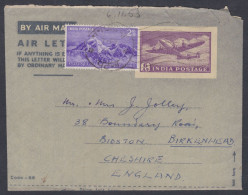 Inde India 1963 Used Airmail Air Letter, To England, Aeroplane, Airplane, Mount Everest, Mountain, Postal Stationery - Lettres & Documents