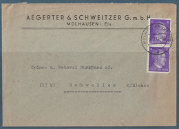 Lettre Occupation Allemande Alsace WWII Mülhausen - Mulhouse Aegerter & Schweitzer 1944 - Storia Postale