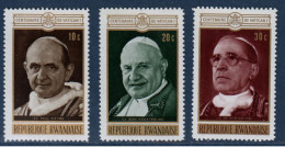 Rwanda, **, Yv 400, 401, 402, Mi 431A, 432A, 433A, Paul VI, Jean XXlll, Pie Xll, - Neufs