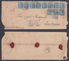 Inde India 1860's Used Registered Cover East India Queen Victoria Stamps, Half Anna Block Of 10, Lucknow, M-7 Postmark - 1858-79 Compañia Británica Y Gobierno De La Reina