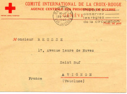 SUISSE-FRANCE.1940. MILITAIRE FRANCAIS PRISONNIER EN ALLEMAGNE. CROIX-ROUGE INTERNATIONALE GENEVE. (fiche 262) - Poststempel