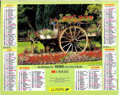 CALENDRIER ALMANACH LAVIGNE DU FACTEUR DES PTT 1996 JARDIN DES PLANTES LE MANS JARDINS PUBLICS LOCHES - Big : 1991-00