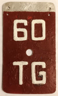 Velonummer Thurgau TG 60 - Number Plates