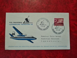 LETTRE / CARTE Luxembourg 1962 VOL INAUGURAL LUXEMBOURG  FRANCFORT LUXAIR - Andere & Zonder Classificatie