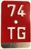 Velonummer Thurgau TG 74 - Plaques D'immatriculation