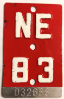 Velonummer Neuenburg NE 83 - Number Plates