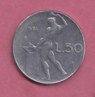 Italia, 1981- 50 Lire ( Large Type)- Acmonital- Obverse Italia Turrita. Reverse Representation Of God Vulcano- - 50 Liras