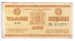 (Billets). Bulgarie Bulgaria. Foreing Exchange Certificate. Rare. Balkan Tourist. 1975. 1 Lev Serie V-76 N° 024729 - Bulgarie