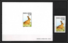 épreuve De Luxe / Deluxe Proof Andorre Andorra N°374 Lièvre Hare Rabbit Animal Animaux + Non Dentelé Imperf ** Mnh - Conigli