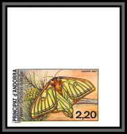 Andorre (Andorra) N°362 Papillons De Nuit Butterflies Non Dentelé Imperf ** Mnh- 1987 Coin De Feuille - Butterflies