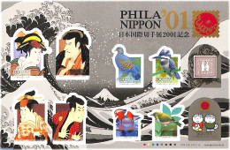 Japan 2001 Philanippon 10v M/s, Mint NH, Nature - Birds - Ducks - Philately - Stamps On Stamps - Art - Children's Book.. - Nuevos
