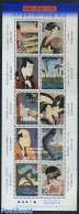 Japan 2007 Ukiyoe 10v M/s, Mint NH, Nature - Fish - Flowers & Plants - Art - Bridges And Tunnels - Unused Stamps