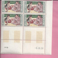 POLYNESIE FRANCAISE  POSTE AERIENNE Bloc De 4 Timbres De 50 F  Coin Date 5 8 1958 - Ongebruikt