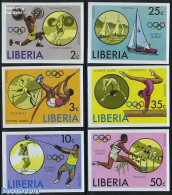 Liberia 1976 Olympic Games 6v Imperforated, Mint NH, Sport - Transport - Athletics - Olympic Games - Sailing - Weightl.. - Atletiek