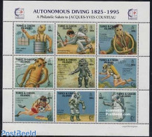 Turks And Caicos Islands 1995 Diving 9v M/s, Singapore 95, Mint NH, Sport - Diving - Art - Photography - Immersione