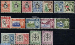 Jamaica 1956 Definitives 16v, Mint NH, History - Nature - Coat Of Arms - Flowers & Plants - Fruit - Obst & Früchte