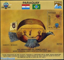 Paraguay 1983 Brasiliana 83 S/s, Mint NH, Nature - Transport - Birds - Philately - Balloons - Luchtballons