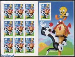 United States Of America 1998 Tweety & Sylvester M/s Imperforated Stamp Right, Mint NH, Art - Comics (except Disney) - Unused Stamps