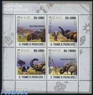 Sao Tome/Principe 2008 Elephants 4v M/s, Mint NH, Nature - Animals (others & Mixed) - Elephants - Giraffe - Zebra - Sao Tome And Principe
