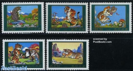 Korea, North 1985 Fairy Tales 5v, Mint NH, Nature - Cat Family - Hedgehog - Fairytales - Verhalen, Fabels En Legenden