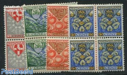 Netherlands 1926 Child Welfare 4v, Blocks Of 4 [+], Mint NH, History - Coat Of Arms - Nuevos