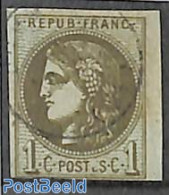 France 1870 1c Olive, Used, Used Stamps - Oblitérés