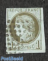 France 1870 1c, Olive On Green-blueish Paper, Used, Used Stamps - Usados