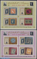 Ajman 1965 125 Year Stamps 2 S/s, Mint NH, Stamps On Stamps - Briefmarken Auf Briefmarken