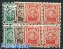 Netherlands 1924 Child Welfare 3v, Blocks Of 4 [+], Mint NH - Unused Stamps