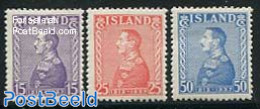 Iceland 1937 King Christian X 3v (from S/s), Mint NH - Unused Stamps