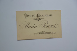 Carte Visite  -  VINS Du BEAUJOLAIS  -  Marin PONCET  à ANSE  -  Rhone  - - Viñedos