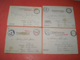 Stalag VI A, 4 Formulaires Différents De Hemer, Cartes De Prisonnier De Guerre 1941 & 1942. Cartes Lettre - Oorlog 1939-45