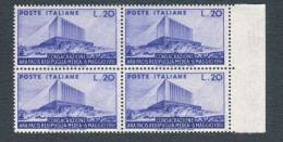 REPUBBLICA 1951 ARA PACIS QUARTINA ** MNH - 1946-60: Nieuw/plakker