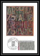 3048/ Carte Maximum (card) France N°1832 Arphila 75 Paris Graphisme Edition Cef 1975 Cachet Fdc  - 1970-1979