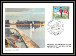 4104/ Carte Postale France N°2354 Les Amoureux De Peynet Centenaire Du Lac De Torcy 1985 Gouache Girot - Cachets Commémoratifs