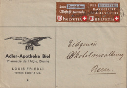 1942 Schweiz Brief Adler Apotheke Biel, Zum: CH Z33c, Mi:CH W Zd 2 Altstoffverwertung Dt.-it - Lettres & Documents