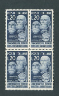 REPUBBLICA 1950 PIONIERI INDUSTRIA LANIERA ITALIANA  QUARTINA ** MNH - 1946-60: Neufs