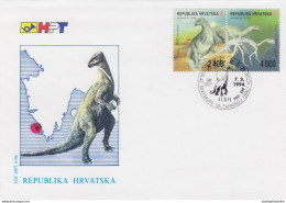 Croatia 1994,  Dinosaur,  Iguanodon, Prehistoric Animals, FDC, - Fossilien