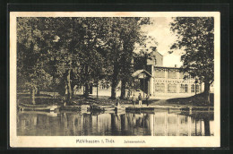 AK Mühlhausen /Thür., Gasthaus Schwanenteich Mit Ruderbooten  - Muehlhausen