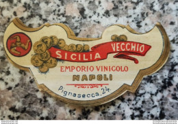 Bm Etichetta Pubblicitaria  Vino Sicilia Vecchio Napoli Stemma Trinacria Regno - Otros & Sin Clasificación