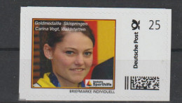 Germany Briefmarke Individuell Deutsche Sporthilfe: Carina Vogt, The First Woman To Win An Olympic Ski Jumping Gold Meda - Inverno 2014: Sotchi